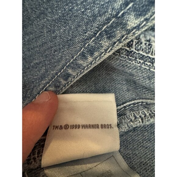 Tweety‎ Bird Overall Denim Dress Woman Size Medium Warner Bros Embroidered 90's - Picture 10 of 16